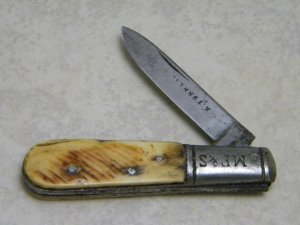  MF&S M Furness Genuine Bone Handle 1 Blade Barlow Knife *Rare* c.1800's