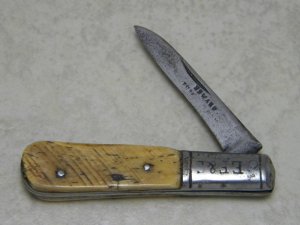 EF&S Edward Furness Genuine Bone Handle 1 Blade Barlow Knife *Rare* c.1800's