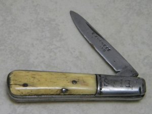 EF&S E Furness Genuine Bone Handle 1 Blade Barlow Knife *Rare* c.1800's