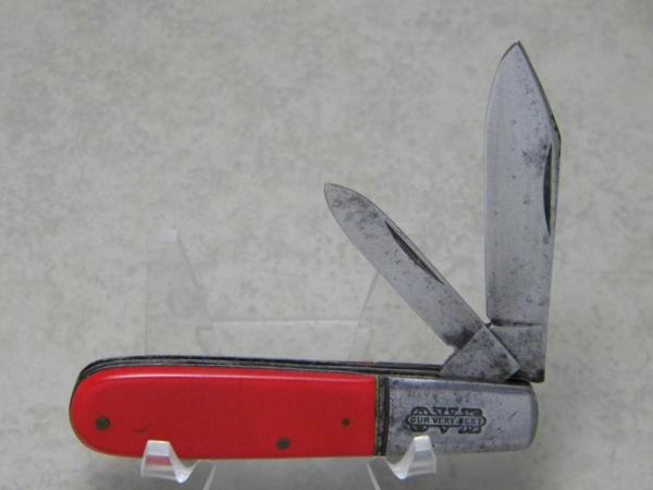 Vintage Hibbard Spencer Bartlett & Co. OVB Our Very Best #76 Red 2 Blade Barlow Knife Vintage Hibbard Spencer Bartlett & Co. OVB Our Very Best #76 Red 2 Blade Barlow Knife