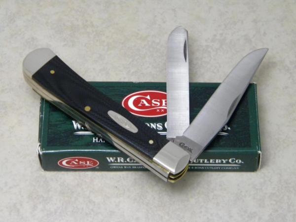 Case XX USA 2009 Black Micarta 10254 SS Trapper Knife in Box Case XX USA 2009 Black Micarta 10254 SS Trapper Knife in Box