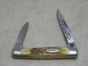 Case XX Stainless USA 3 Dot (1977) Stag 5233 SSP Blue Scroll Pen Knife