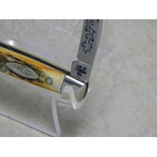 Case XX Stainless USA 3 Dot (1977) Stag 5233 SSP Blue Scroll Pen Knife Case XX Stainless USA 3 Dot (1977) Stag 5233 SSP Blue Scroll Pen Knife