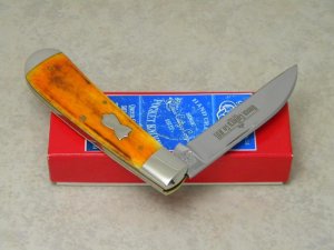 Queen Cutlery Co. QDFC #01 Burnt Orange Bone 1 Blade Jumbo Wharncliffe Trapper Knife in Box 1 of 10