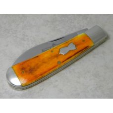 Queen Cutlery Co. QDFC #01 Burnt Orange Bone 1 Blade Jumbo Wharncliffe Trapper Knife in Box 1 of 10 Queen Cutlery Co. QDFC #01 Burnt Orange Bone 1 Blade Jumbo Wharncliffe Trapper Knife in Box 1 of 10