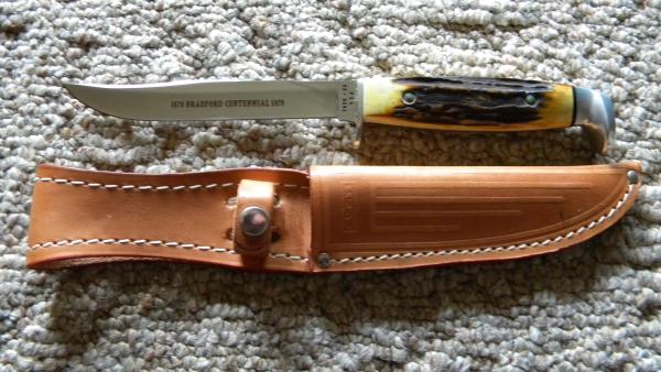 Case XX USA 1 Dot (1979) Bradford Centennial Stag 516-5 SSP Fixed Blade Sheath Knife Case XX USA 1 Dot (1979) Bradford Centennial Stag 516-5 SSP Fixed Blade Sheath Knife