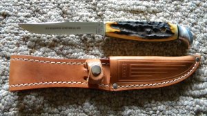Case XX USA 1 Dot (1979) Bradford Centennial Stag 5FINN SSP Fixed Blade Sheath Knife
