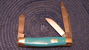Bull Brand (Fight'n Rooster) Solingen Germany Turquoise Stockman Knife