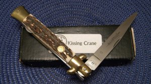Kissing Crane KC48S Rostfrei Made in Italy Stag Large Stiletto Knife in Box