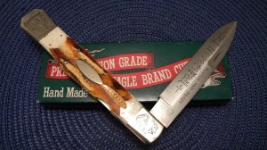 Parker Cut. Co. Hand Made Japan Stag EK-2 Folding Lockback Bowie Knife - NIB