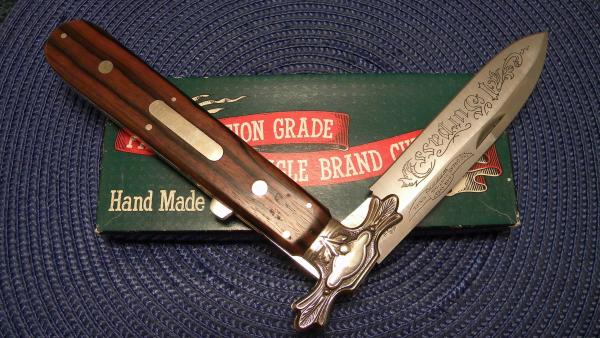Parker Cut. Co. Hand Made Japan Wood EK-3 Folding Lockback Bowie Knife - NIB Parker Cut. Co. Hand Made Japan Wood EK-3 Folding Lockback Bowie Knife - NIB