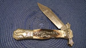 Parker Cut. Co. Hand Made Japan Bone EK-1 Folding Lockback Bowie Knife - NIB