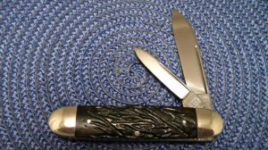 Aerial Cutlery Co. Marinette WIS. Rough Black Equal End Jack Knife c.1912-1950