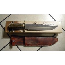 Parker Edwards Jacksonville AL USA Aregos A0002S Stag Bowie Knife & Sheath in Box c.1986 Parker Edwards Jacksonville AL USA Aregos A0002S Stag Bowie Knife & Sheath in Box c.1986