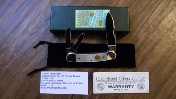 Canal Street Cutlery Co. Mother of Pearl #3137315 D2 Steel Cannitler Knife in Box c.2009 Canal Street Cutlery Co. Mother of Pearl #3137315 D2 Steel Cannitler Knife in Box c.2009