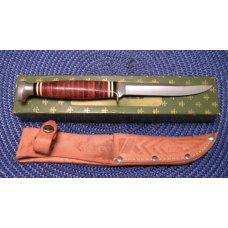 Ka-Bar 1226 USA Stacked Leather Fixed Blade Sheath Knife in Box Ka-Bar 1226 USA Stacked Leather Fixed Blade Sheath Knife in Box