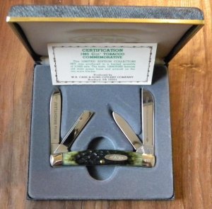 Case XX USA 1985 Green Bone Tobacco Commemorative Virginia Brightleaf G64052 Congress Knife in Box