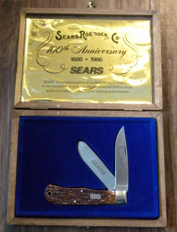 Craftsman USA (Camillus) Bone 95113 Sears 100th Anniversary 1886-1986 Jumbo Trapper Knife in Box