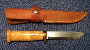 J. Marttini Puukko Made in Finland Wood Brusletto Fixed Blade Sheath Knife