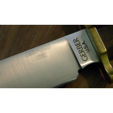 Gerber Portland, OR USA Cordia Wood Bowie Fixed Blade Sheath Knife in Box c.1991 Gerber Portland, OR USA Cordia Wood Bowie Fixed Blade Sheath Knife in Box c.1991