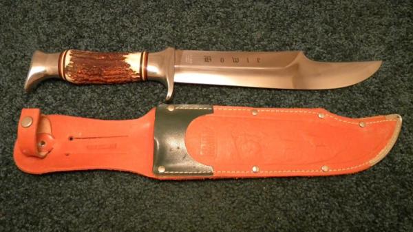 Edge Mark Solingen Germany #469 Stag Bowie Fixed Blade Sheath Knife