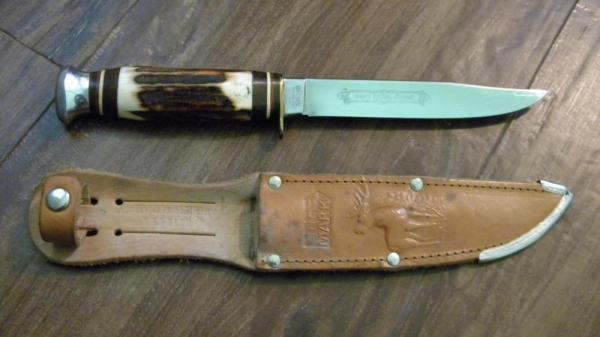 Edge Mark Solingen Germany #464 Stag Super Hollow Ground Fixed Blade Sheath Knife Edge Mark Solingen Germany #464 Stag Super Hollow Ground Fixed Blade Sheath Knife