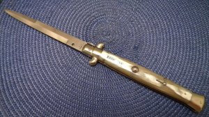 A.G.A. Campolin 13" Horn Picklock Italian Stiletto Switchblade Knife 