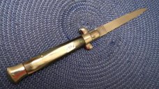 Rostfrei 8 5/8" Horn Button Close Italian Stiletto Switchblade Knife