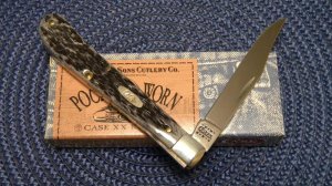 Case XX USA 2000 Pocket Worn Black Bone 61048 SS Slimline Trapper Farmers Jack Knife in Box