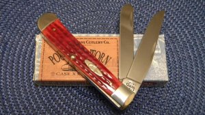 Case XX USA 2000 Pocket Worn Old Red Bone 6254 SS Trapper Knife in Box