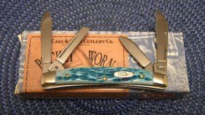 Case XX USA 2003 Pocket Worn Caribbean Blue Bone 6468 SS Congress Knife in Box