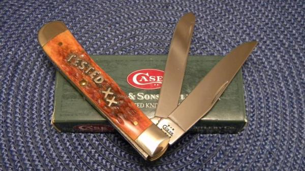 Case XX USA 2003 Midnight Bone Script Shield 6254 SS Trapper Knife in Box Case XX USA 2003 Midnight Bone Script Shield 6254 SS Trapper Knife in Box