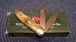 Case XX USA 2004 Bone Stag 6.52165 SS Tiny Folding Hunter Knife in Box