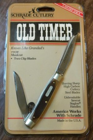 Schrade USA 77OT Old Timer Delrin Improved Muskrat Knife in Package