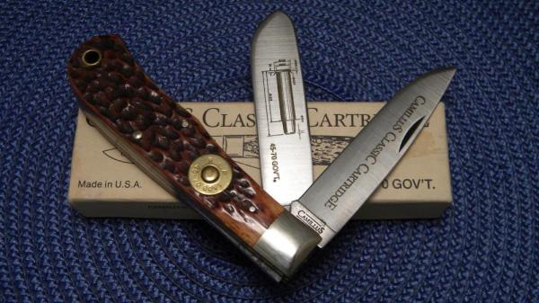 Camillus NY USA CCC-1 Bone Classic Cartridge Bone 45-70 GOV'T Jumbo Trapper Knife in Box Camillus NY USA CCC-1 Bone Classic Cartridge Bone 45-70 GOV'T Jumbo Trapper Knife in Box
