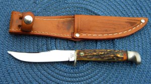 Case XX USA 1965-69 Stag 523 - 3 1/4 Fixed Blade Sheath Knife