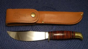 Boker Solingen Germany Alemania 193 Stacked Leather Fixed Blade Sheath Knife c.1960-1970