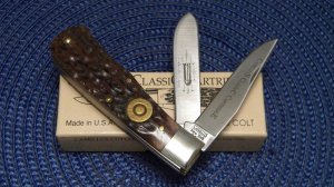 Camillus NY USA CCC-5 Bone Classic Cartridge Bone .45 Colt Trapper Knife in Box