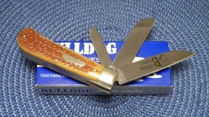 Bulldog Brand USA 2009 Bone 3 Blade Trapper Knife in Box