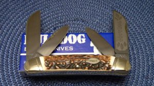 Bulldog Brand Hammer Forged Solingen Germany Stag 4 Blade Tobacco Congress Knife in Box c.1985