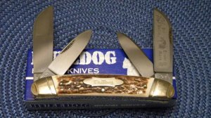 Bulldog Brand Hammer Forged Solingen Germany Stag 4 Blade Congress Knife in Box c.1985