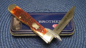 Case Bros. Cutlery USA 2003 Chestnut Bone 6111 1/2L SS Cheetah Knife in Box