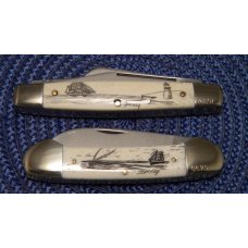Schrade Wostenholm IXL Sheffield England Bone Scrimshawed Canoe & Stockman Knife Set in Box Schrade Wostenholm IXL Sheffield England Bone Scrimshawed Canoe & Stockman Knife Set in Box