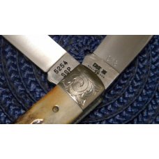 Case XX SS USA 9 Dot (1981) Stag 5254 SSP Scrolled Bolsters Trapper Knife Case XX SS USA 9 Dot (1981) Stag 5254 SSP Scrolled Bolsters Trapper Knife