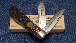 Camillus NY USA CCC-1 Bone Classic Cartridge Bone 45-70 GOV'T Jumbo Trapper Knife in Box