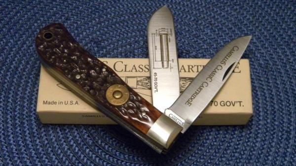 Camillus NY USA CCC-1 Bone Classic Cartridge Bone 45-70 GOV'T Jumbo Trapper Knife in Box Camillus NY USA CCC-1 Bone Classic Cartridge Bone 45-70 GOV'T Jumbo Trapper Knife in Box