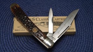 Camillus NY USA CCC-4 Bone Classic Cartridge Bone .257 ROBERTS Banana Trapper Knife in Box