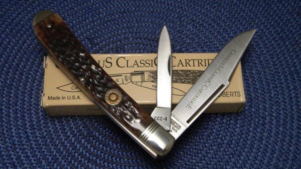 Camillus NY USA CCC-4 Bone Classic Cartridge Bone .257 ROBERTS Banana Trapper Knife in Box Camillus NY USA CCC-4 Bone Classic Cartridge Bone .257 ROBERTS Banana Trapper Knife in Box