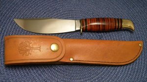 Boker Solingen Germany Alemania 193 Stacked Leather Fixed Blade Sheath Knife c.1960-1970