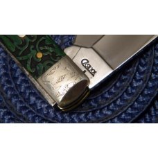 Case XX USA 2009 Engraved Green Bone 6254 SS Trapper Knife Case XX USA 2009 Engraved Green Bone 6254 SS Trapper Knife
